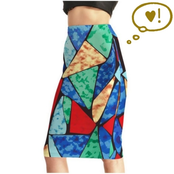 Dresses & Skirts - NEW - Stained Glass Multicolor Pencil Skirt